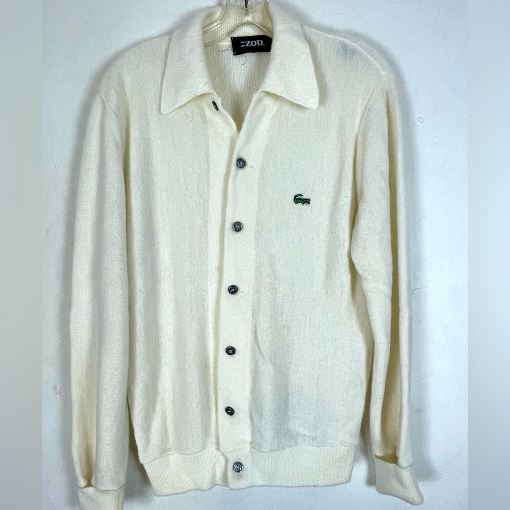 Vintage Lacoste Izod Cream White Cardigan Men’s Size M